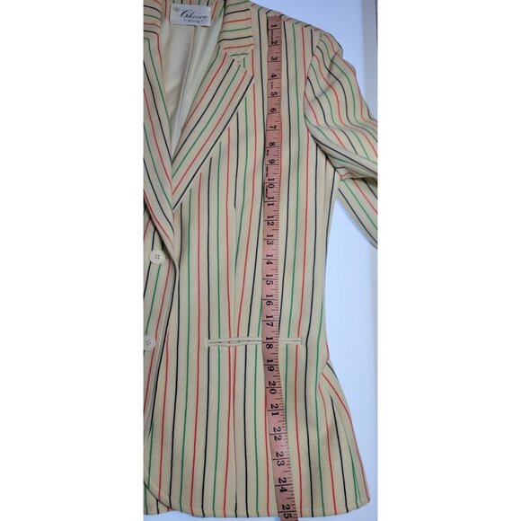 Vintage 80s Womens Size S Blazer Beige Stripped Open Jacket CHOICE by BUTTE - Picture 15 of 16